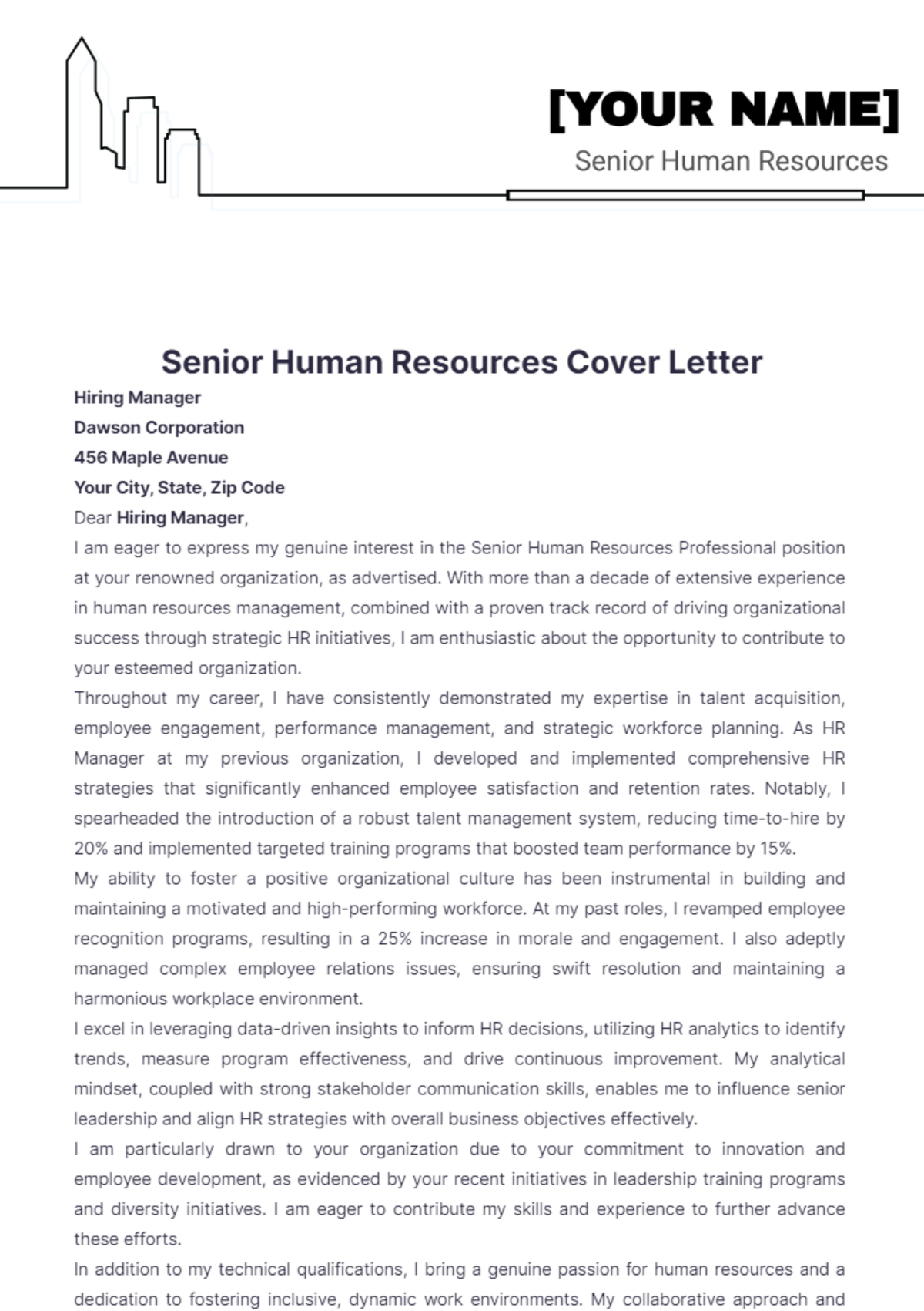 Senior Human Resources Cover Letter