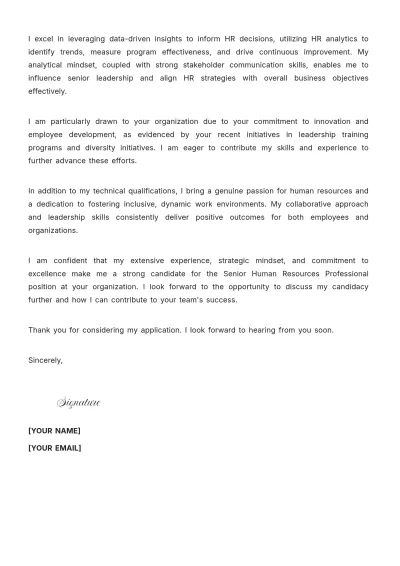 Free Senior Human Resources Cover Letter to Edit Online