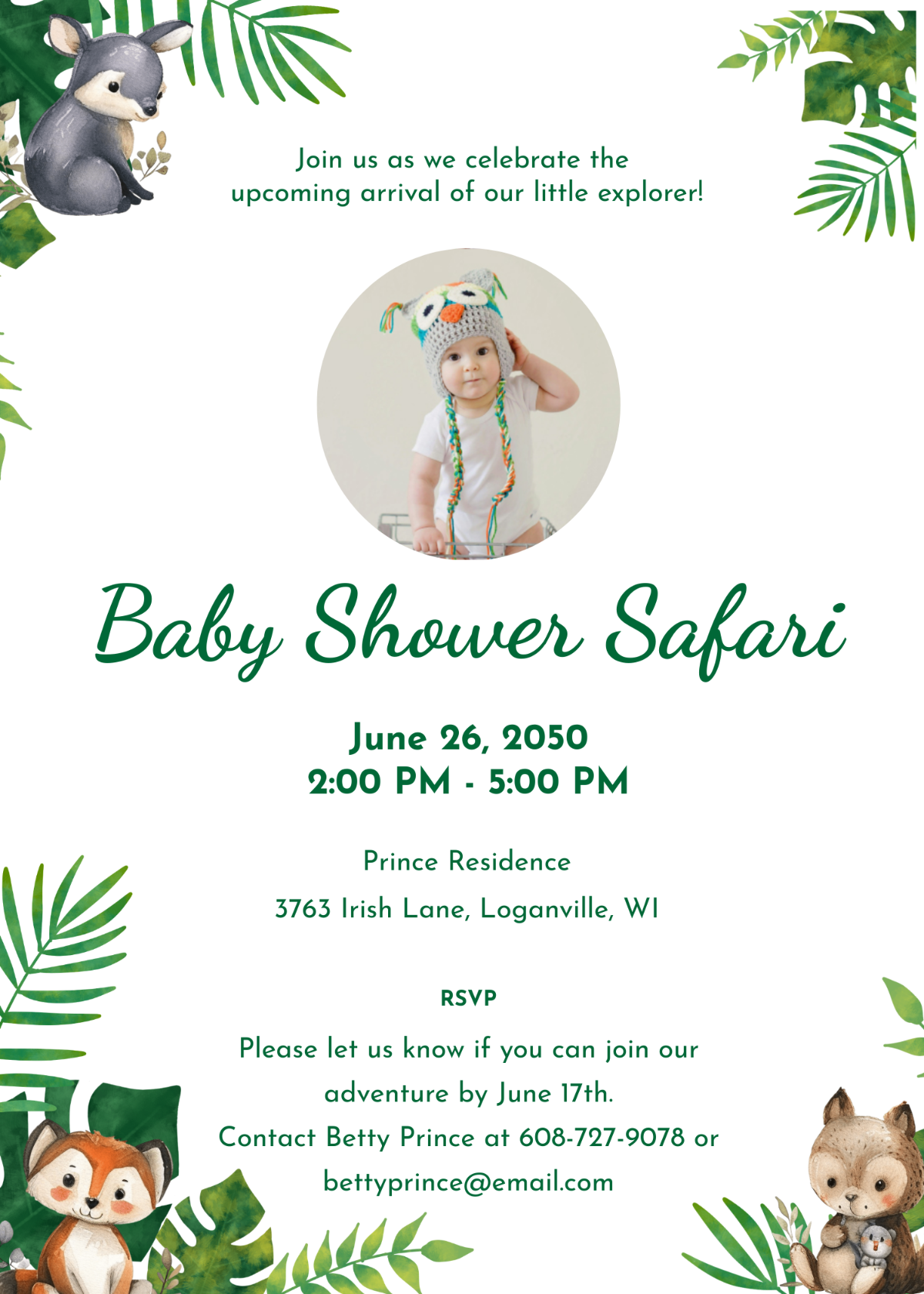 Baby Shower Safari Invitation