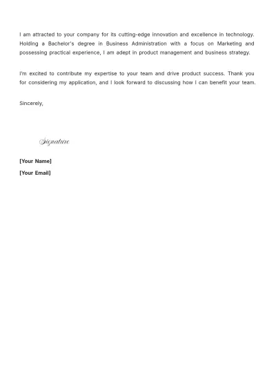 Free Business Product Manager Cover Letter to Edit Online