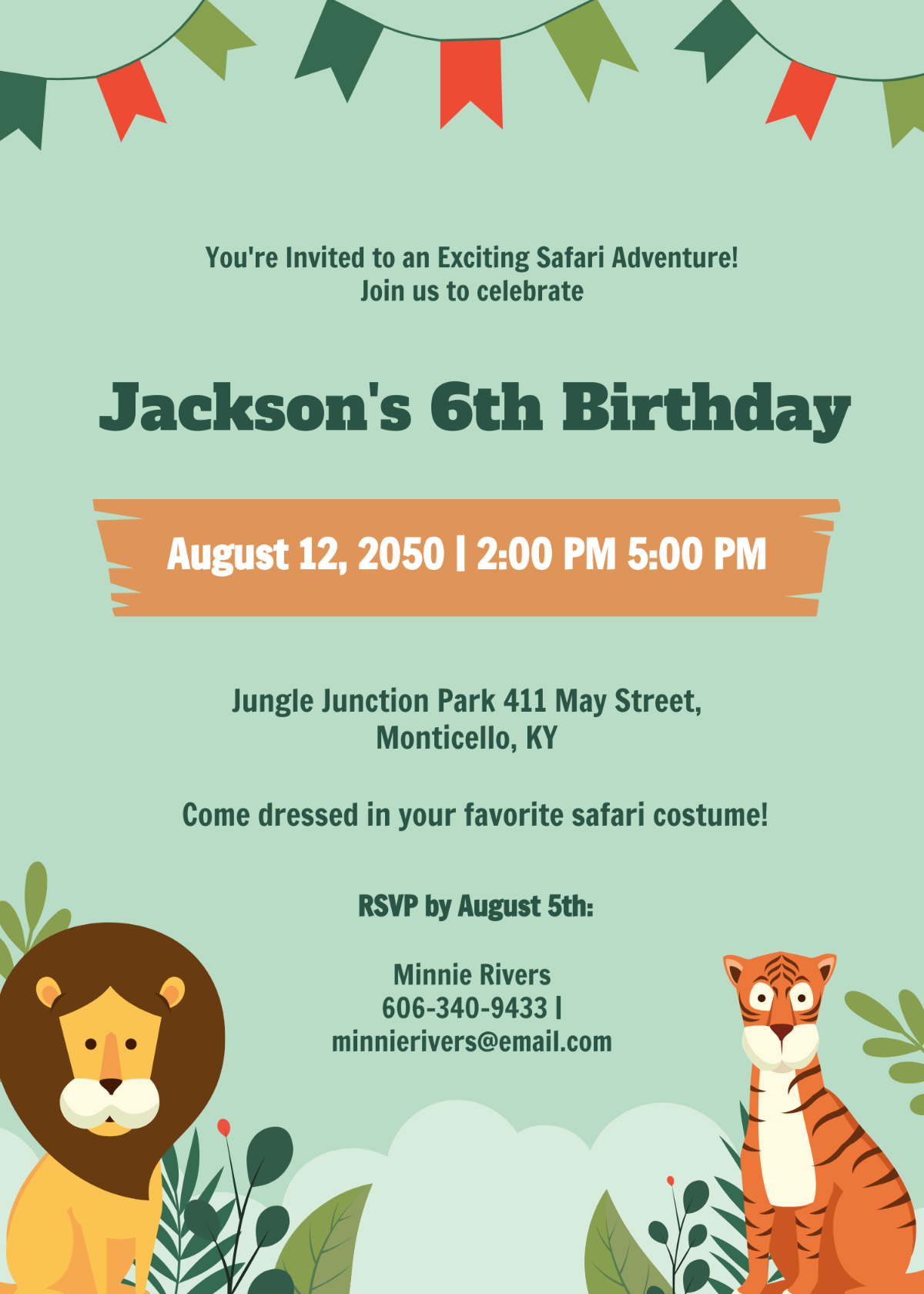 Safari Boy Birthday Invitation