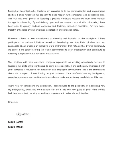 Free HR Recruiting Coordinator Cover Letter to Edit Online