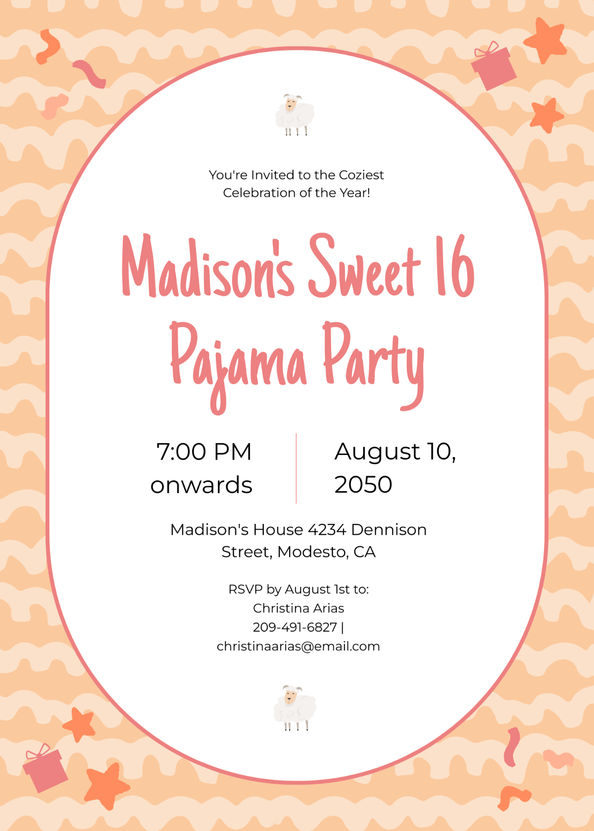 Sweet 16 Pajama Party Invitation