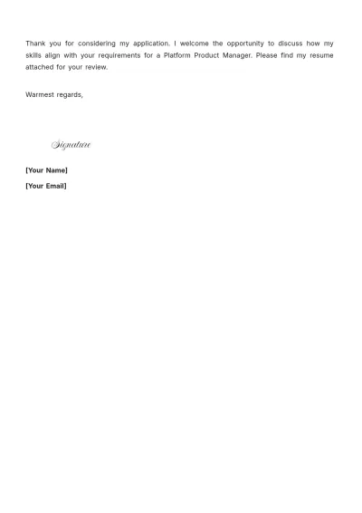 Free Platform Product Manager Cover Letter to Edit Online