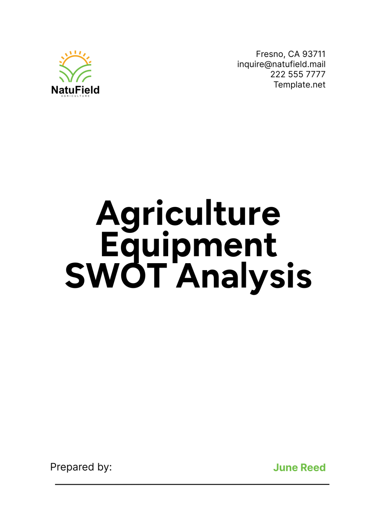 Agriculture Equipment SWOT Analysis Template