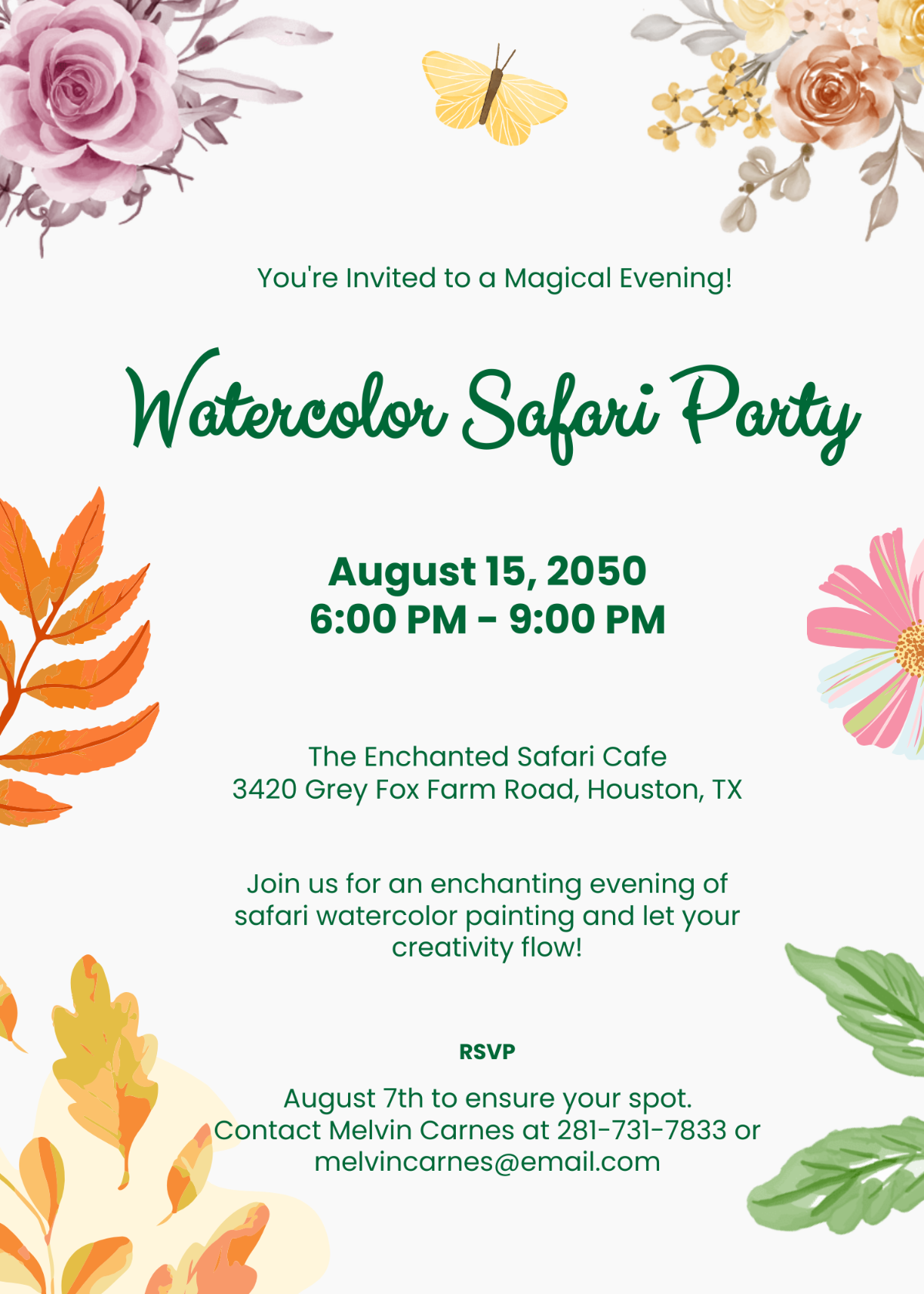 Watercolor Safari Invitation