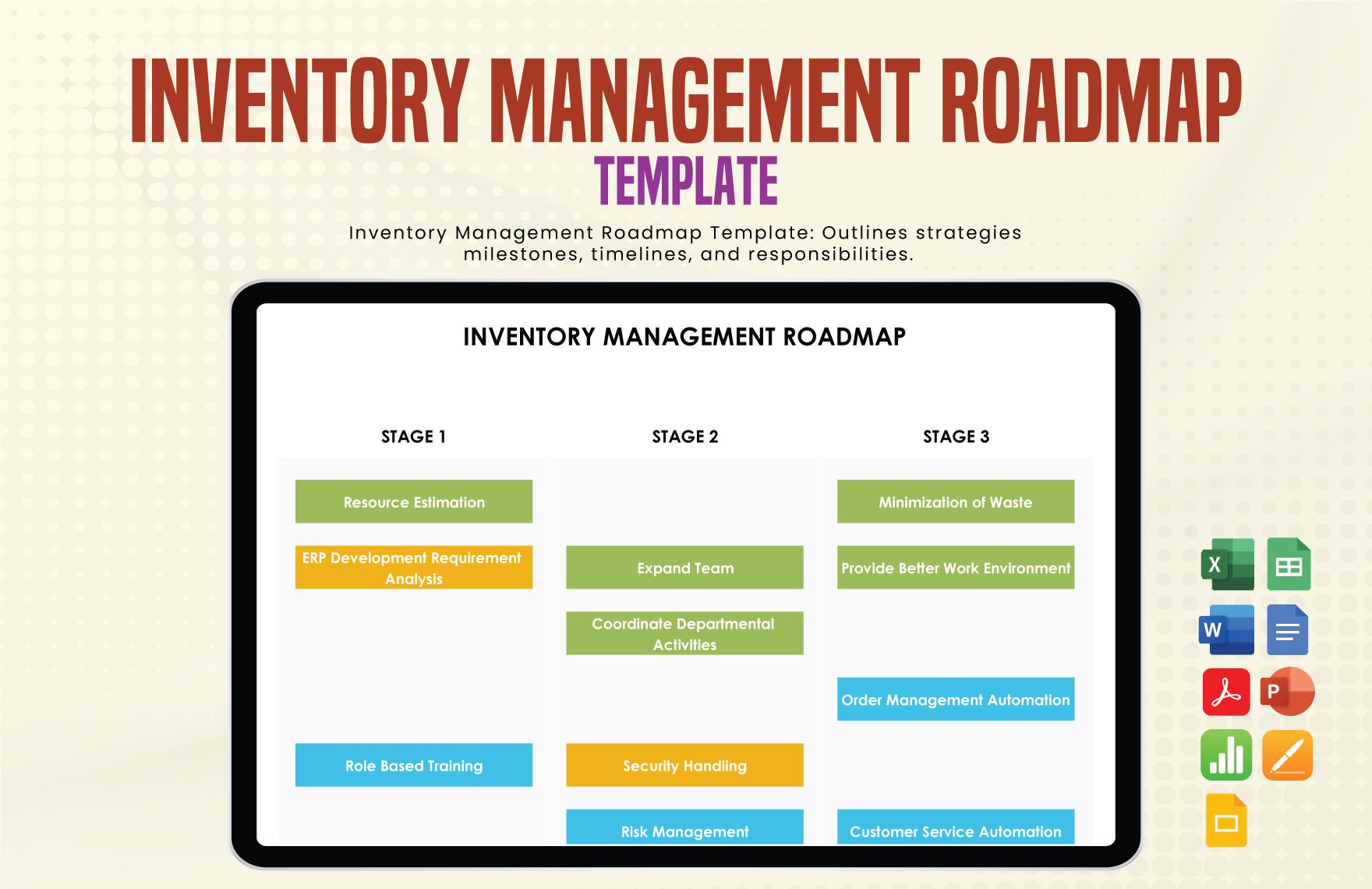 Inventory Management Roadmap Template in Word, Google Docs, Excel, PDF, Google Sheets, Apple Pages, PowerPoint, Google Slides, Apple Keynote