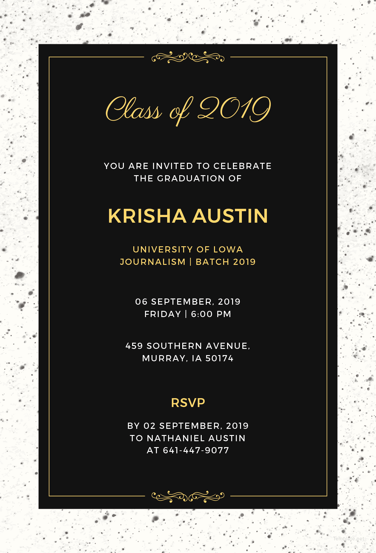 Free Graduation Announcement Invitation Template In Illustrator 