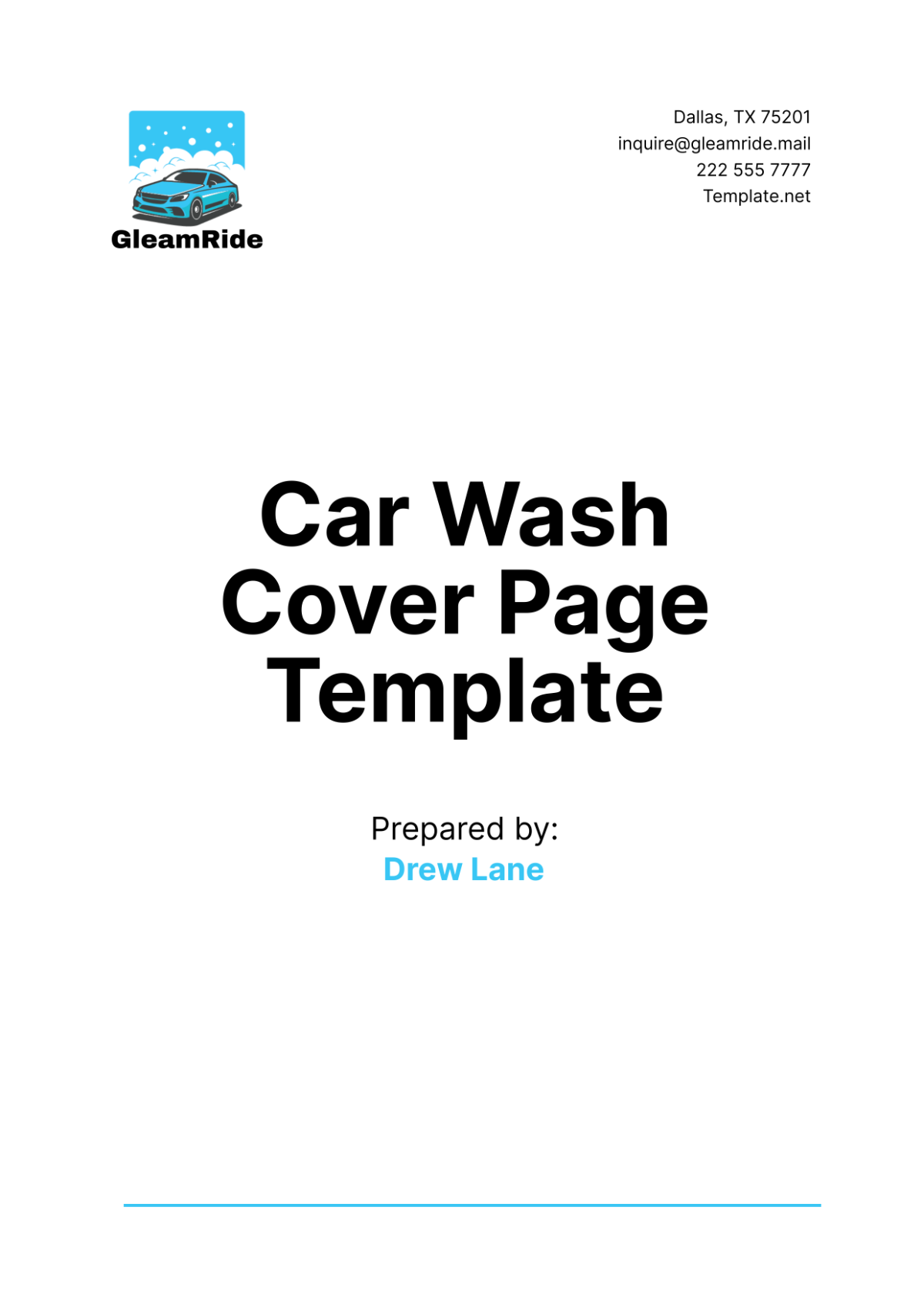 Car Wash Cover Page