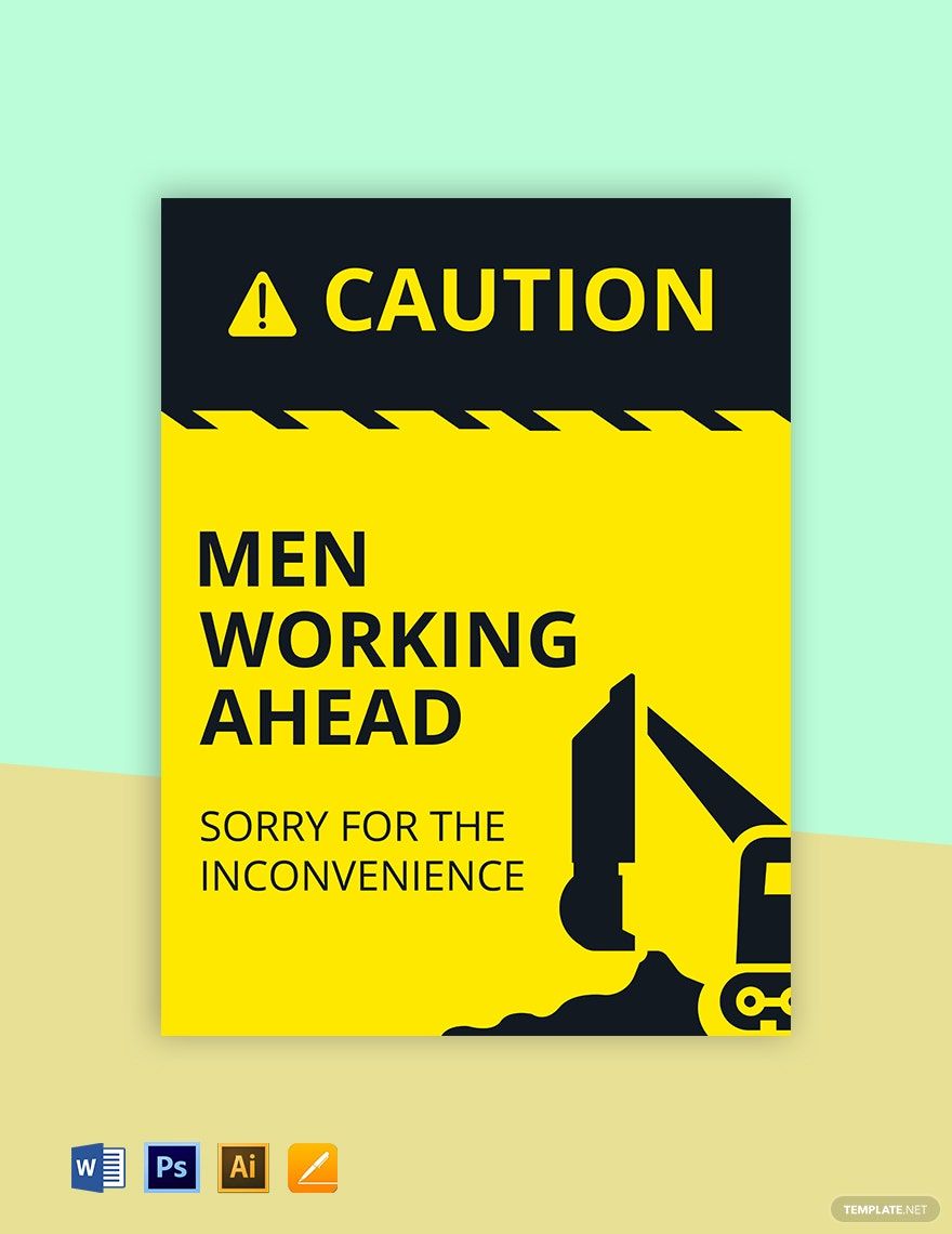 Caution Workers Ahead Sign Template