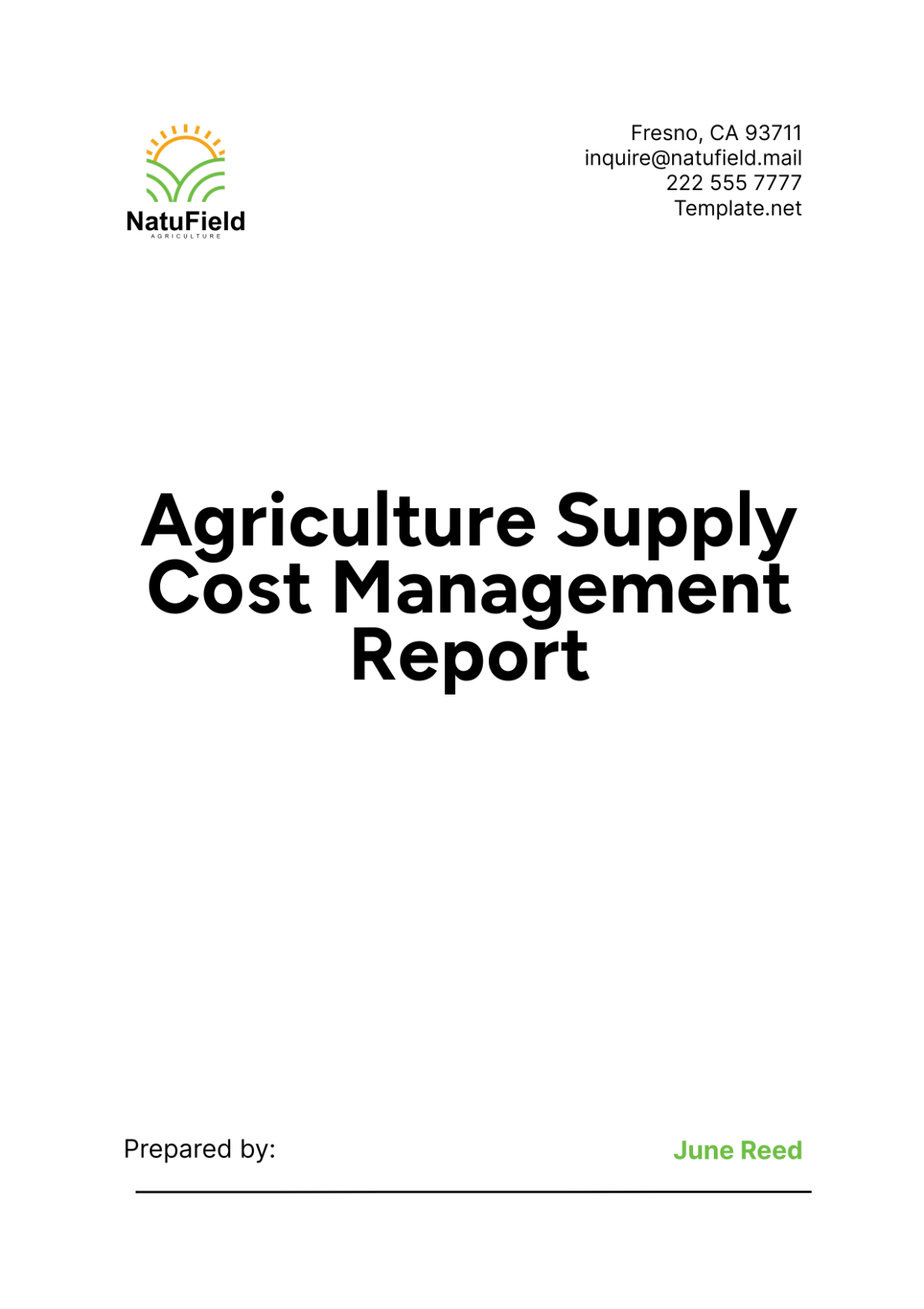 Agriculture Supply Cost Management Report Template - Edit Online & Download