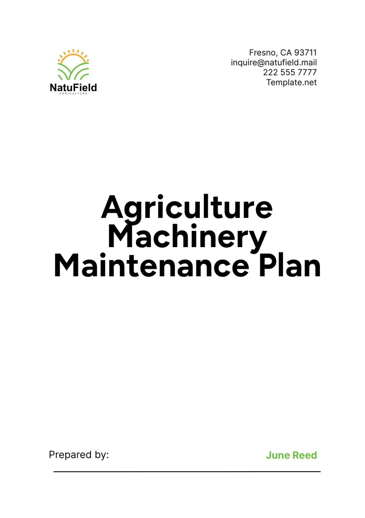 Agriculture Machinery Maintenance Plan Template - Edit Online & Download