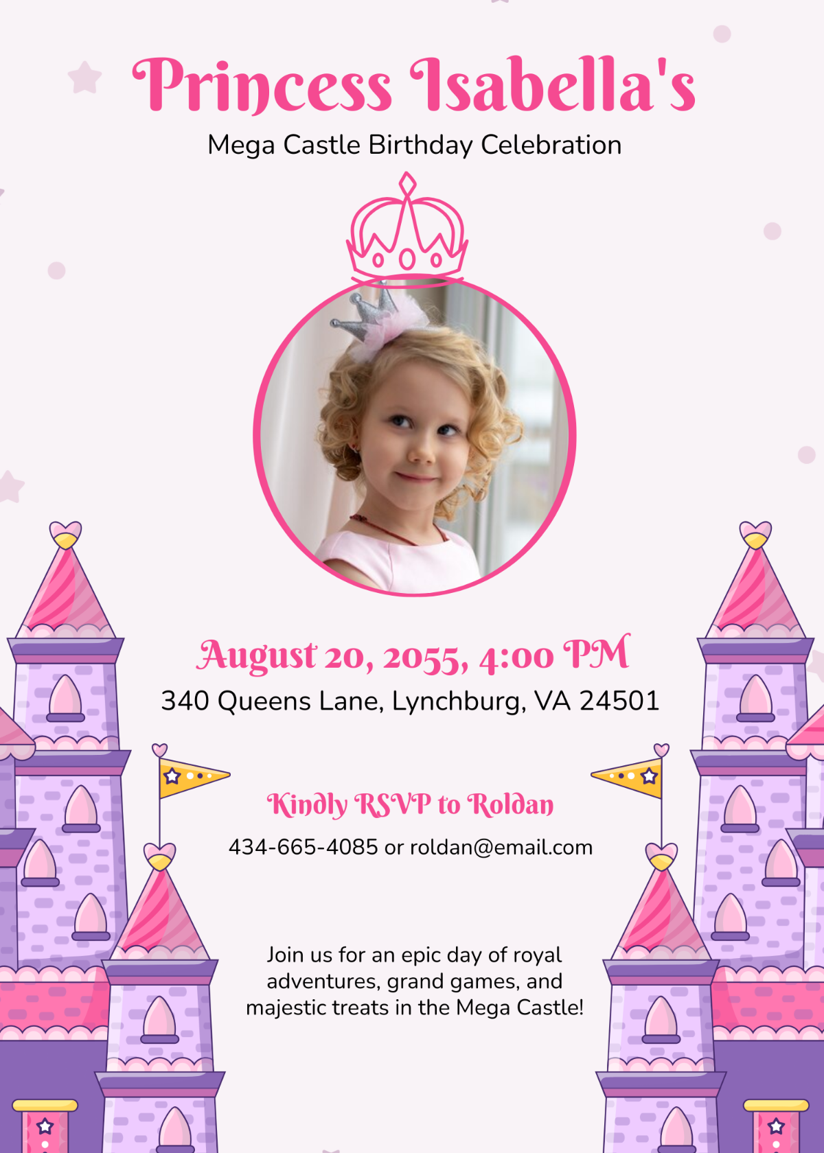 Mega Castle Princess Birthday Invitation