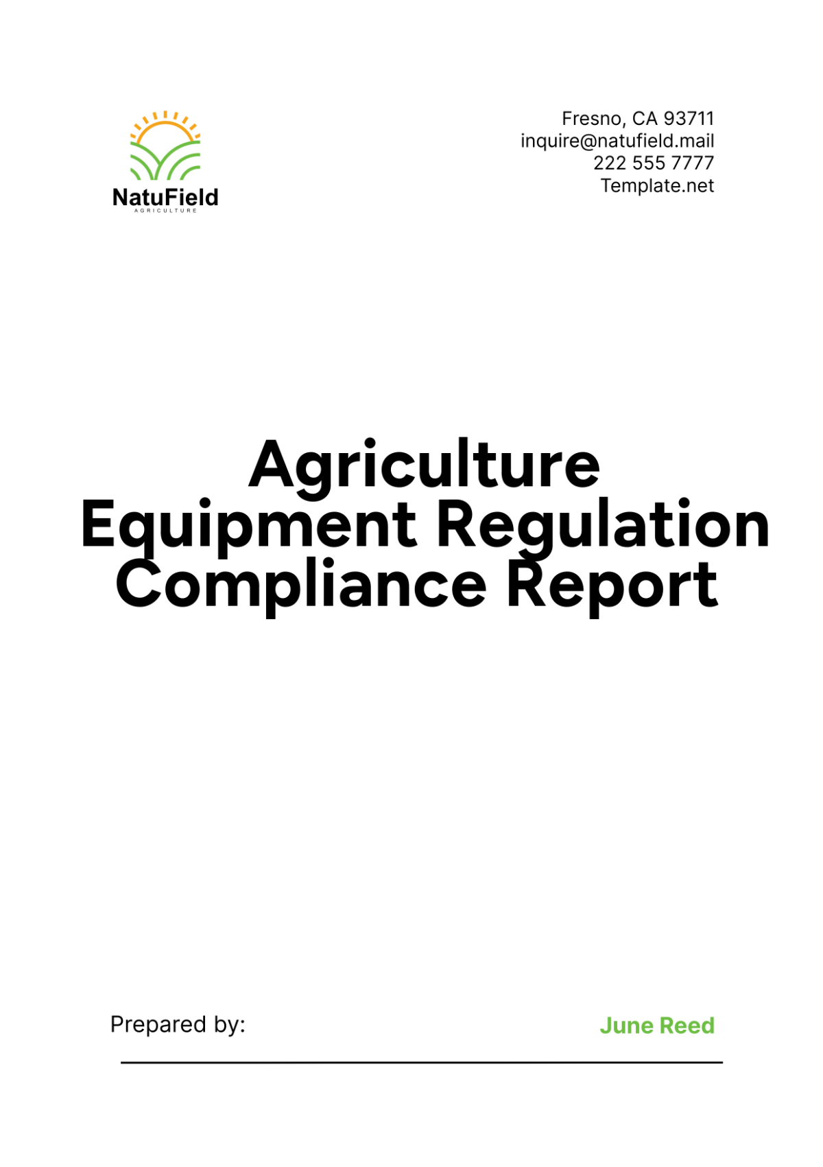 Agriculture Equipment Regulation Compliance Report Template - Edit Online & Download