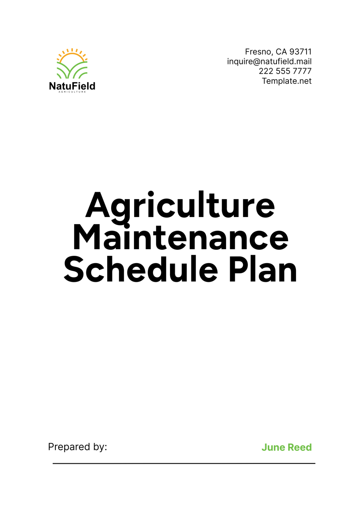 Agriculture Maintenance Schedule Plan Template - Edit Online & Download