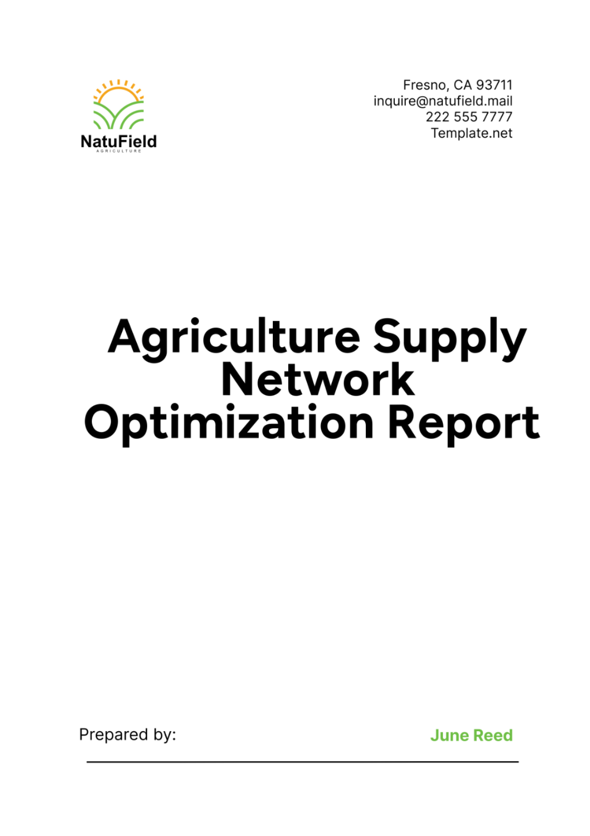 Agriculture Supply Network Optimization Report Template