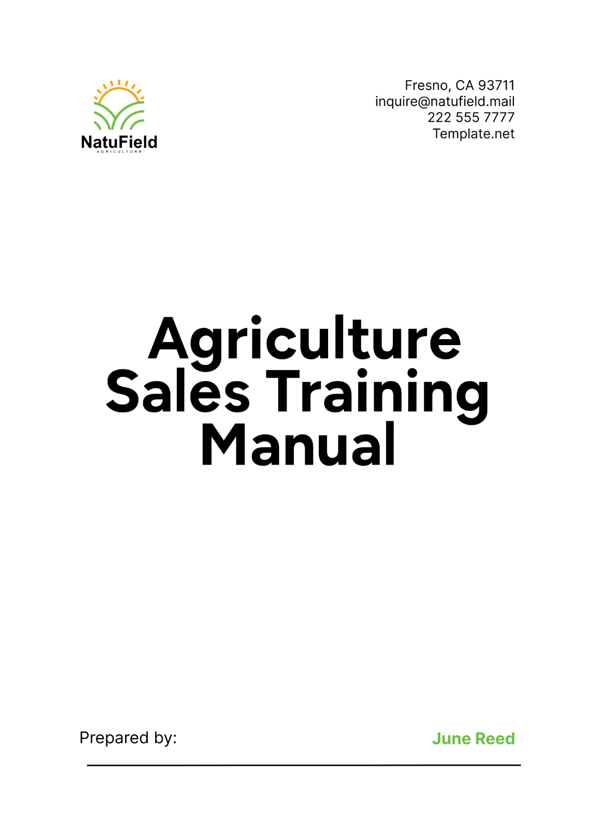 Agriculture Sales Training Manual Template