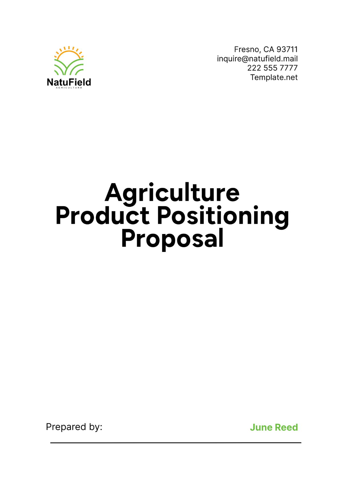 Agriculture Product Positioning Proposal Template