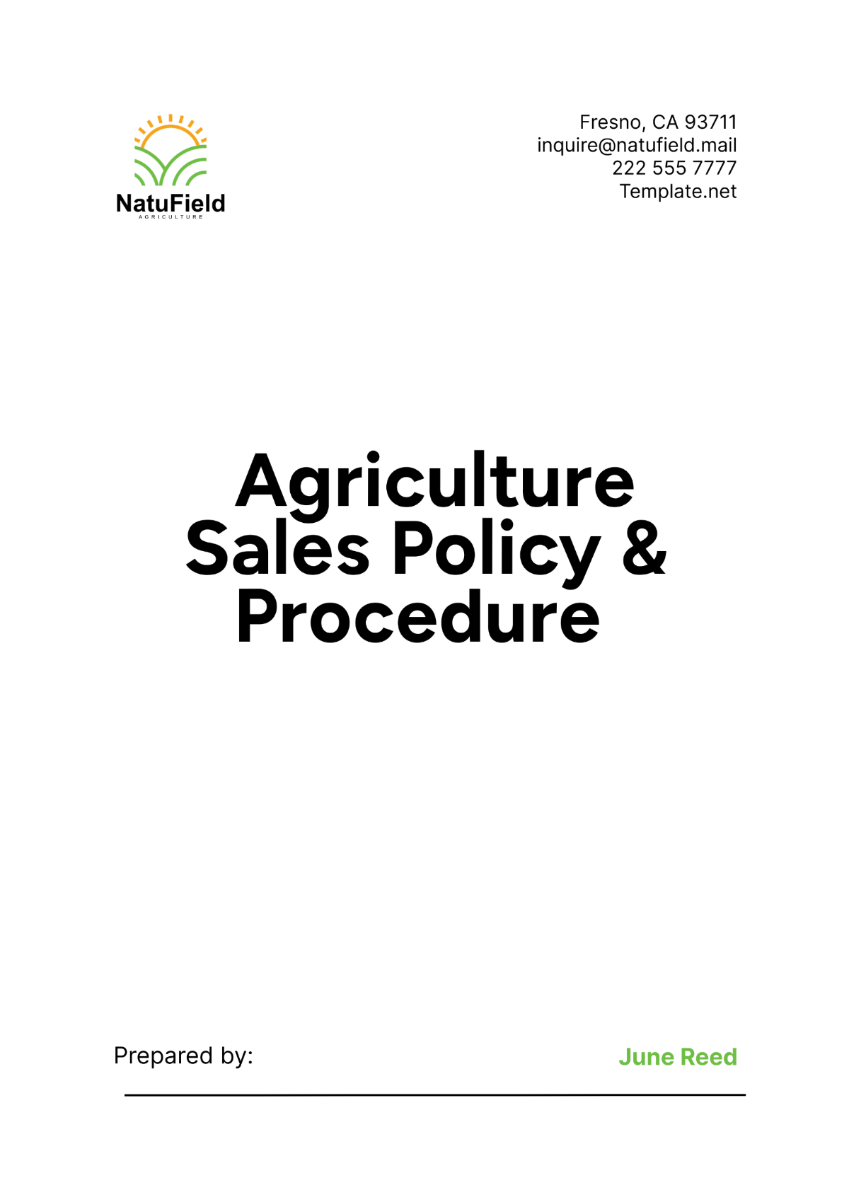 Agriculture Sales Policy & Procedure Template - Edit Online & Download