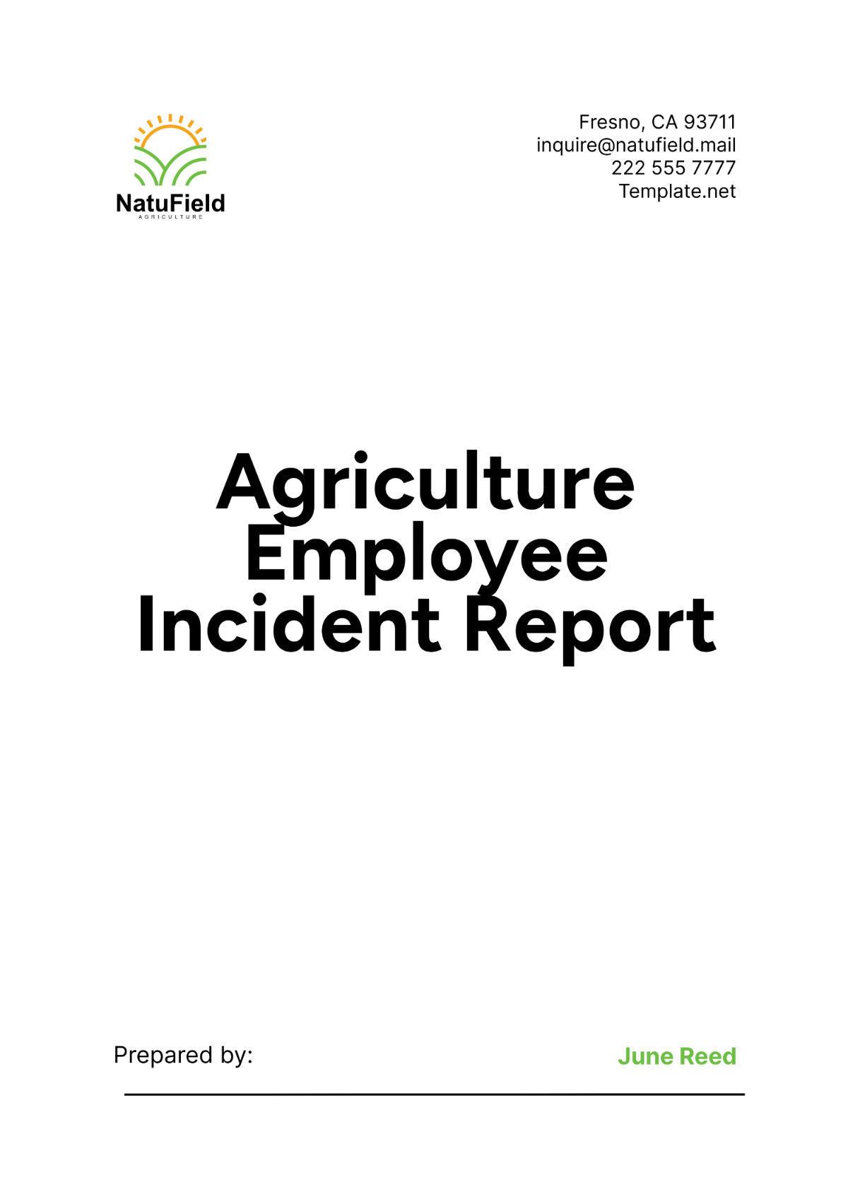 Agriculture Employee Incident Report Template - Edit Online & Download