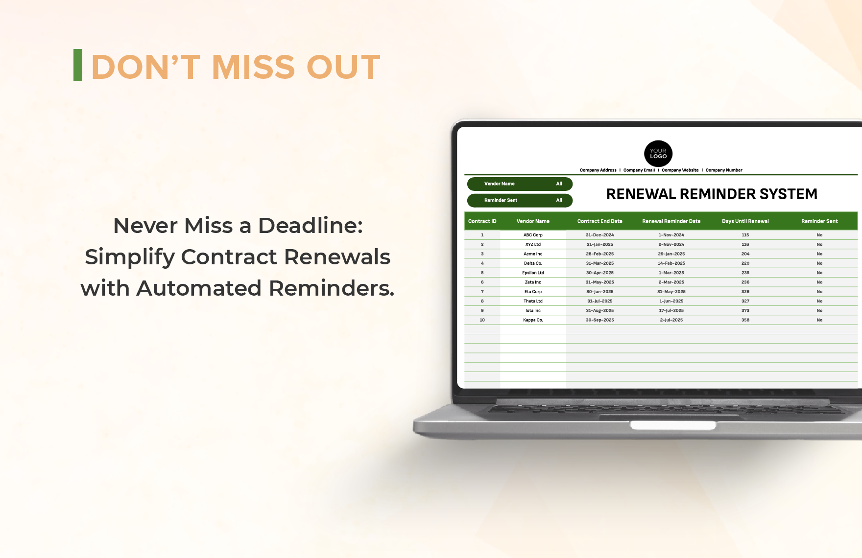 Legal Contract Renewal Reminder System Template