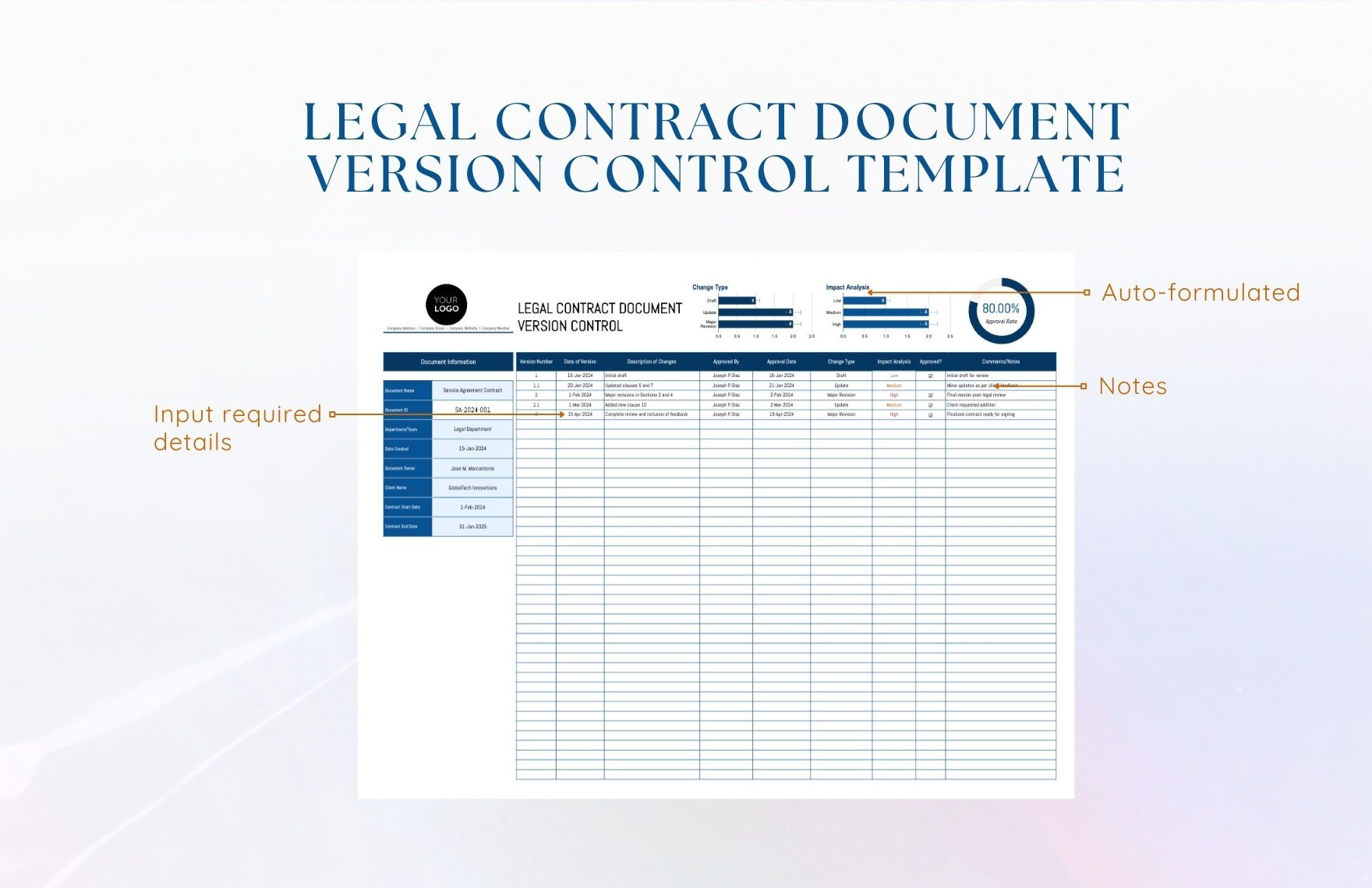 Legal Contract Document Version Control Template
