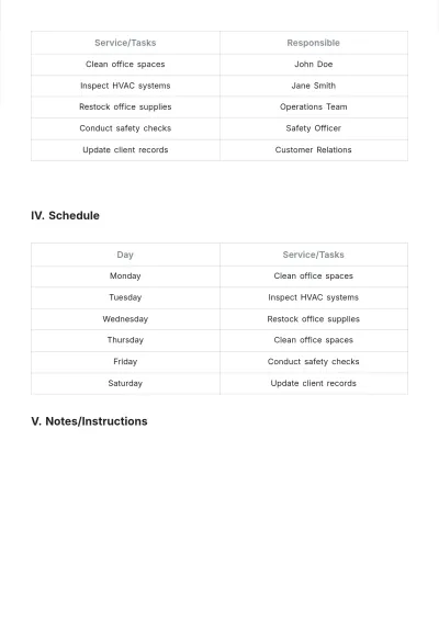 Free Weekly Service Schedule Template to Edit Online