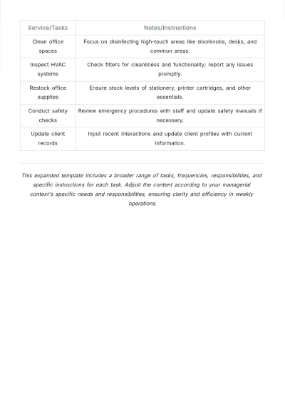 Free Weekly Service Schedule Template to Edit Online