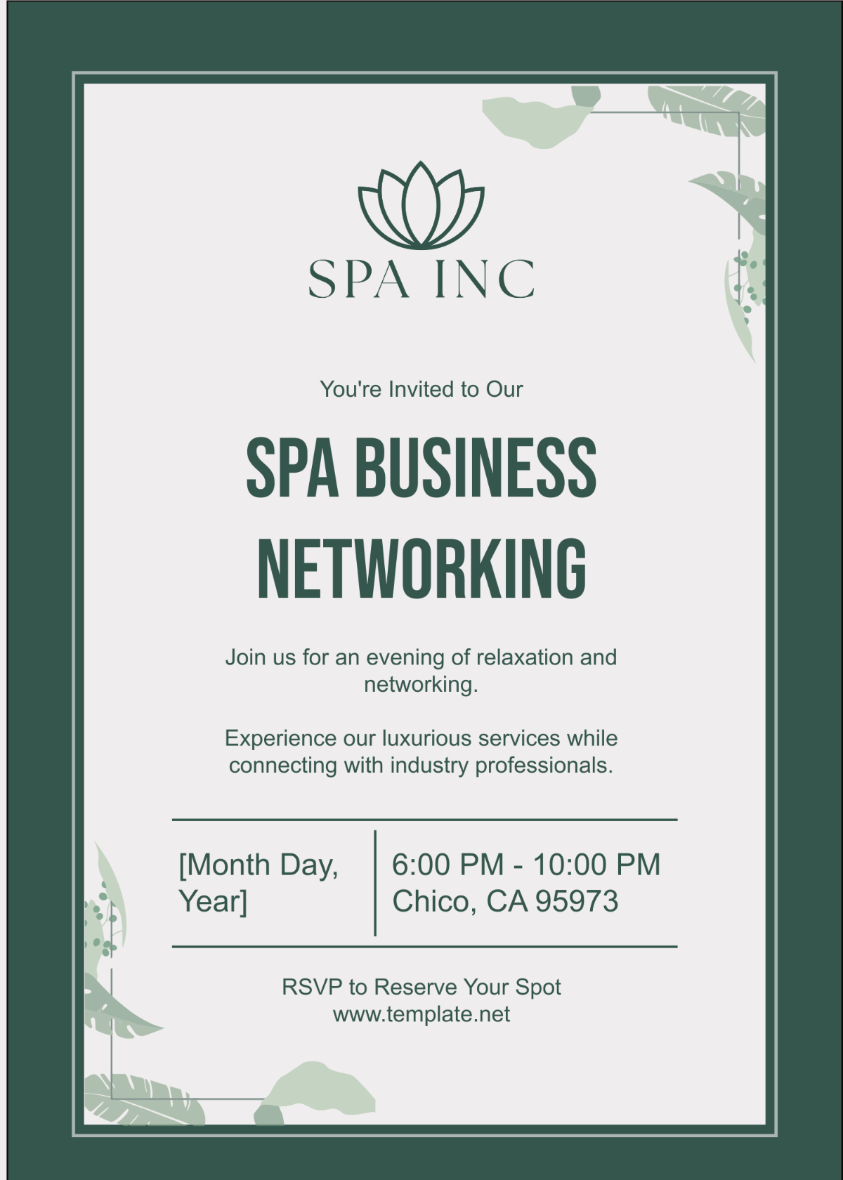 Spa Business Invitation