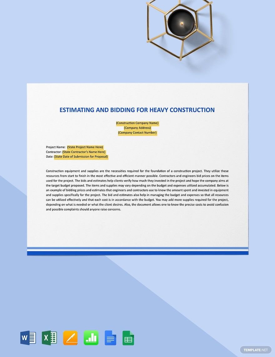 Estimating and Bidding for Heavy Construction Template