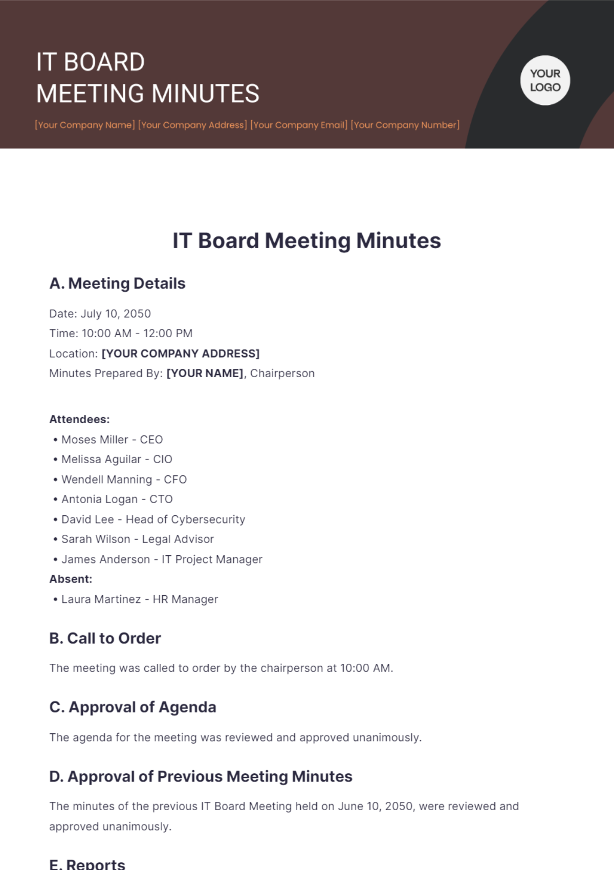 IT Board Meeting Minutes Template - Edit Online & Download