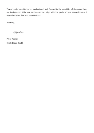Free Research Intern Cover Letter For Part Time Job to Edit Online