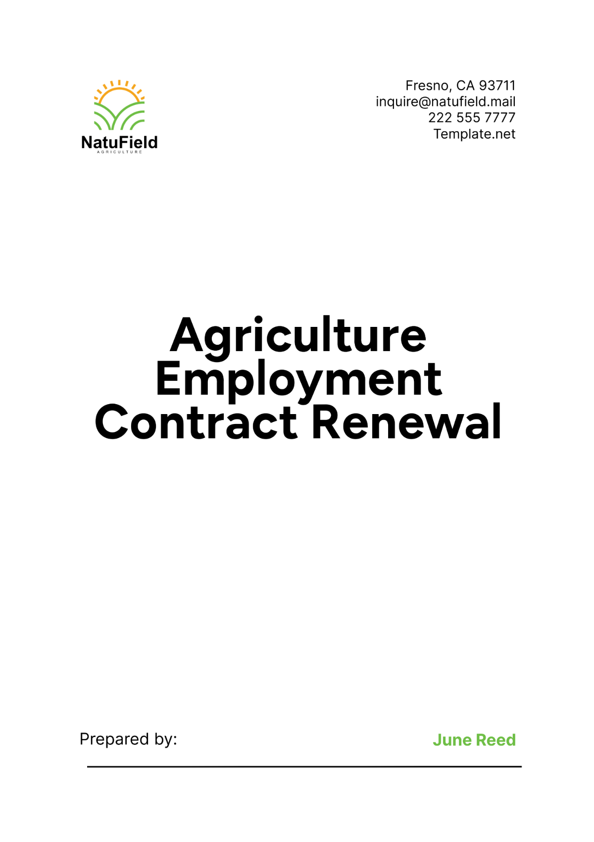 Agriculture Employment Contract Renewal Template - Edit Online & Download