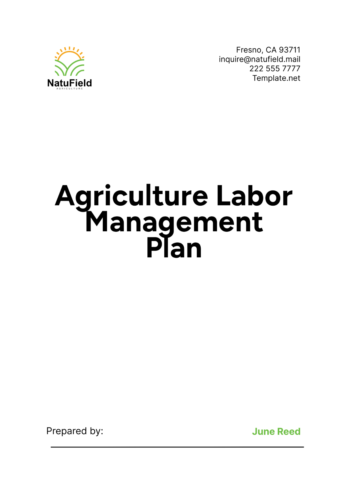 Agriculture Labor Management Plan Template