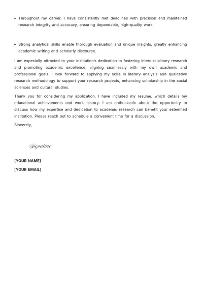 Free Academic Research Writer Cover Letter to Edit Online