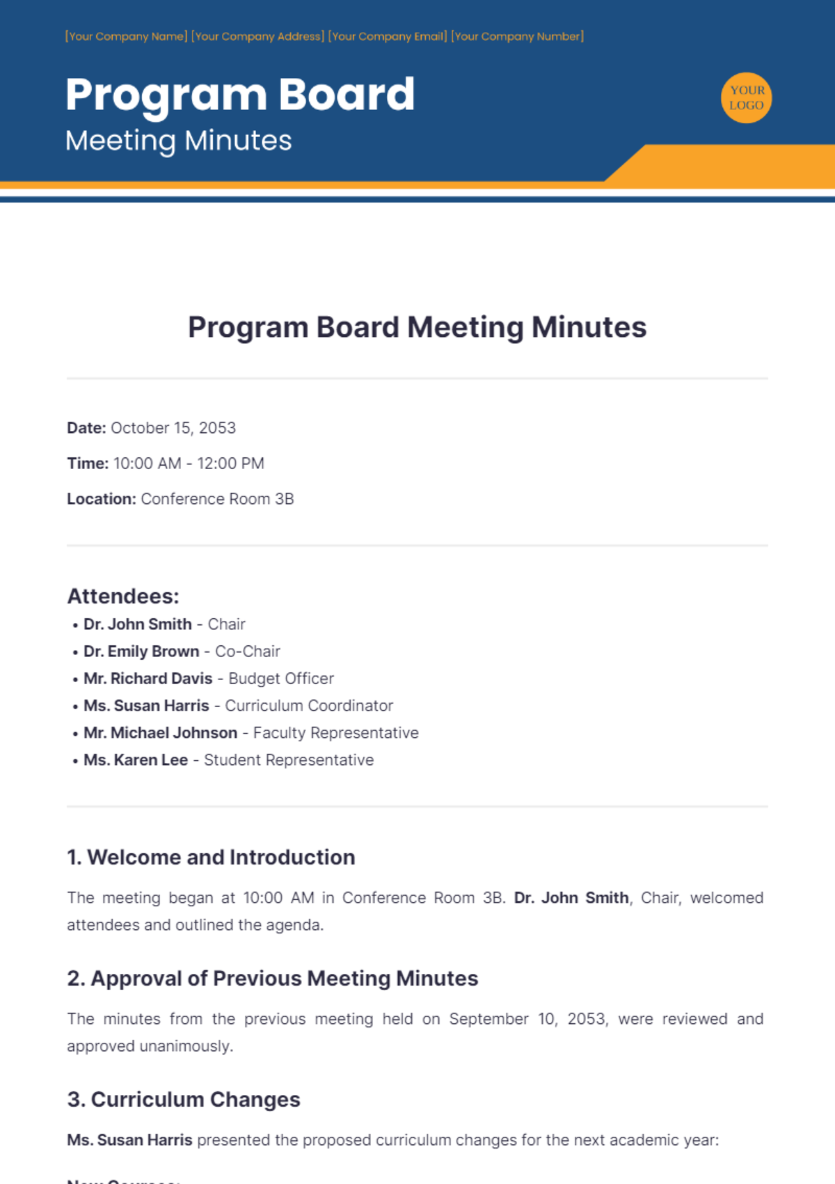 Program Board Meeting Minutes Template - Edit Online & Download