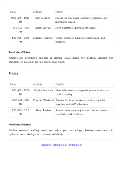 Free Weekly Employee Schedule Template to Edit Online
