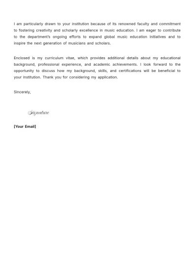 Free Music Academic Cover Letter to Edit Online