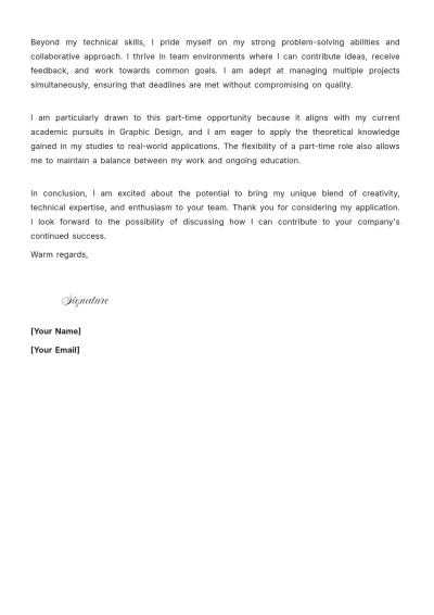 Free Graphic Designer Cover Letter For Part Time Job to Edit Online
