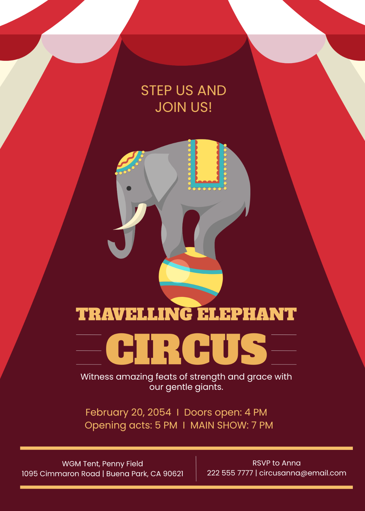 Elephant Circus Invitation