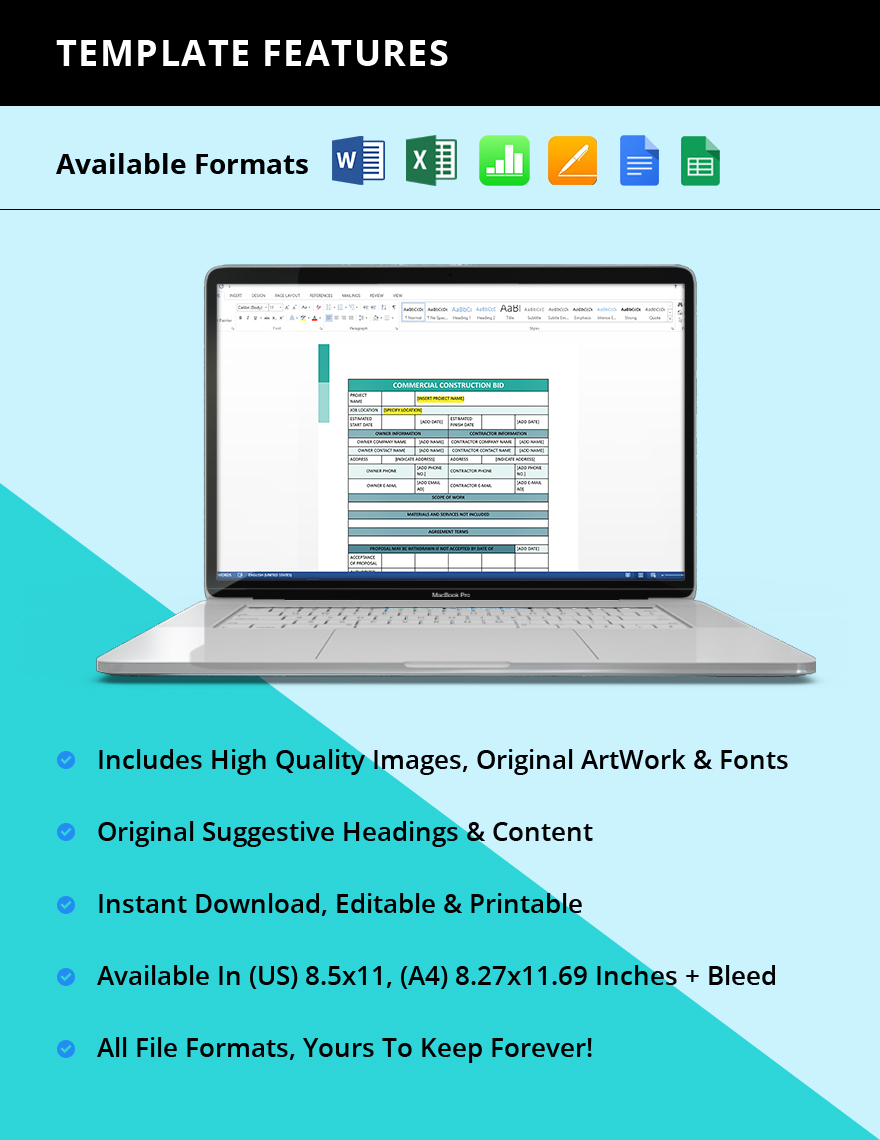 Commercial Construction Bid Template Download in Word, Excel, Apple