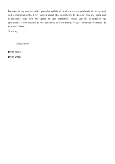 Free Academic Dean Cover Letter to Edit Online