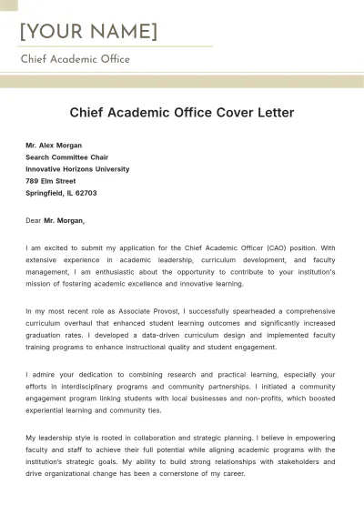 Free Chief Academic Officer Cover Letter to Edit Online