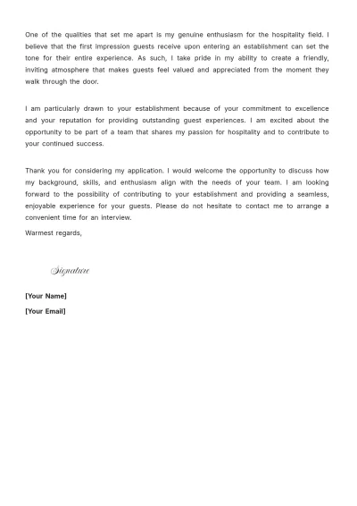 Free Host/Hostess Cover Letter For Part Time Job to Edit Online