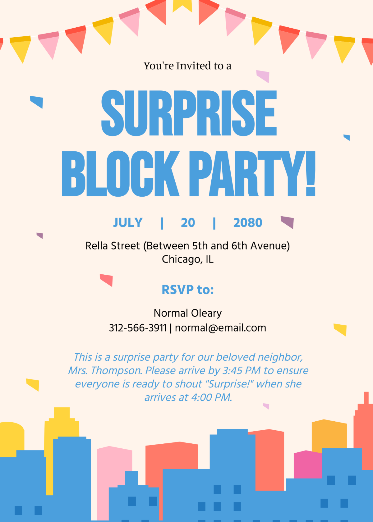 Surprise Block Party Invitation