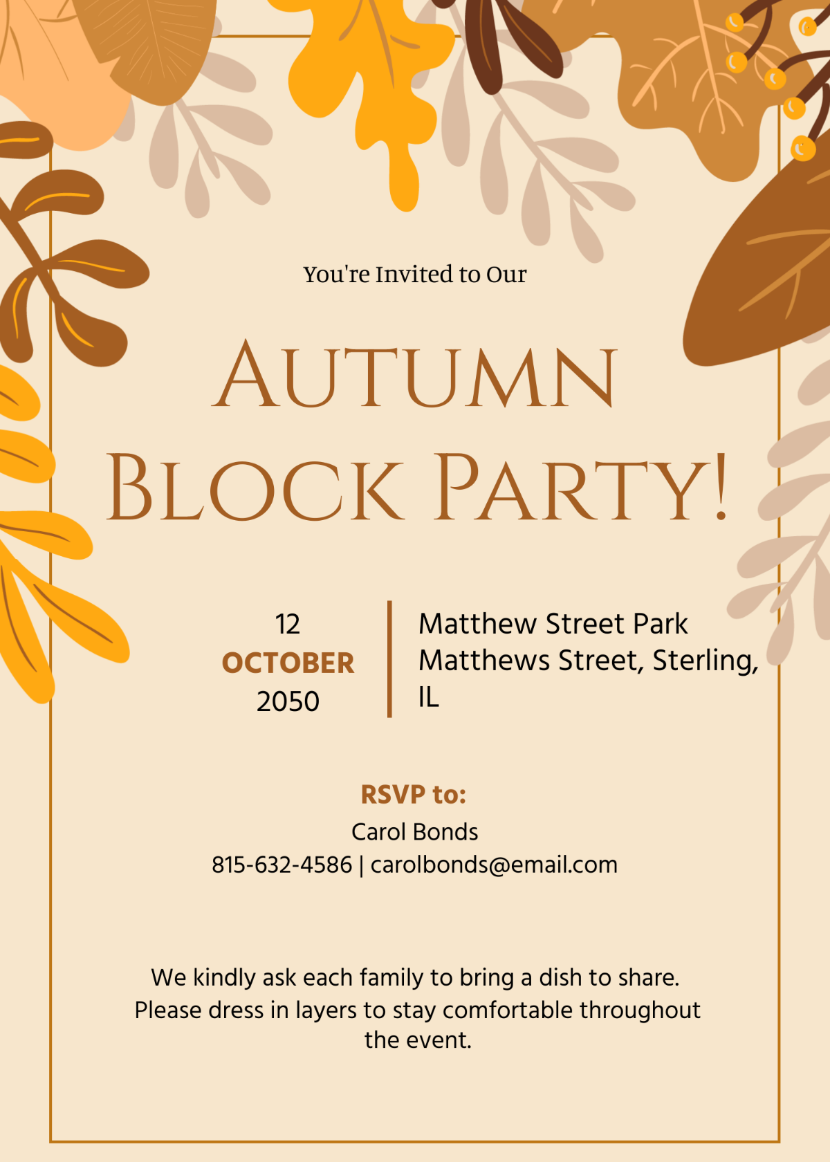 Antumn Block Party Invitation