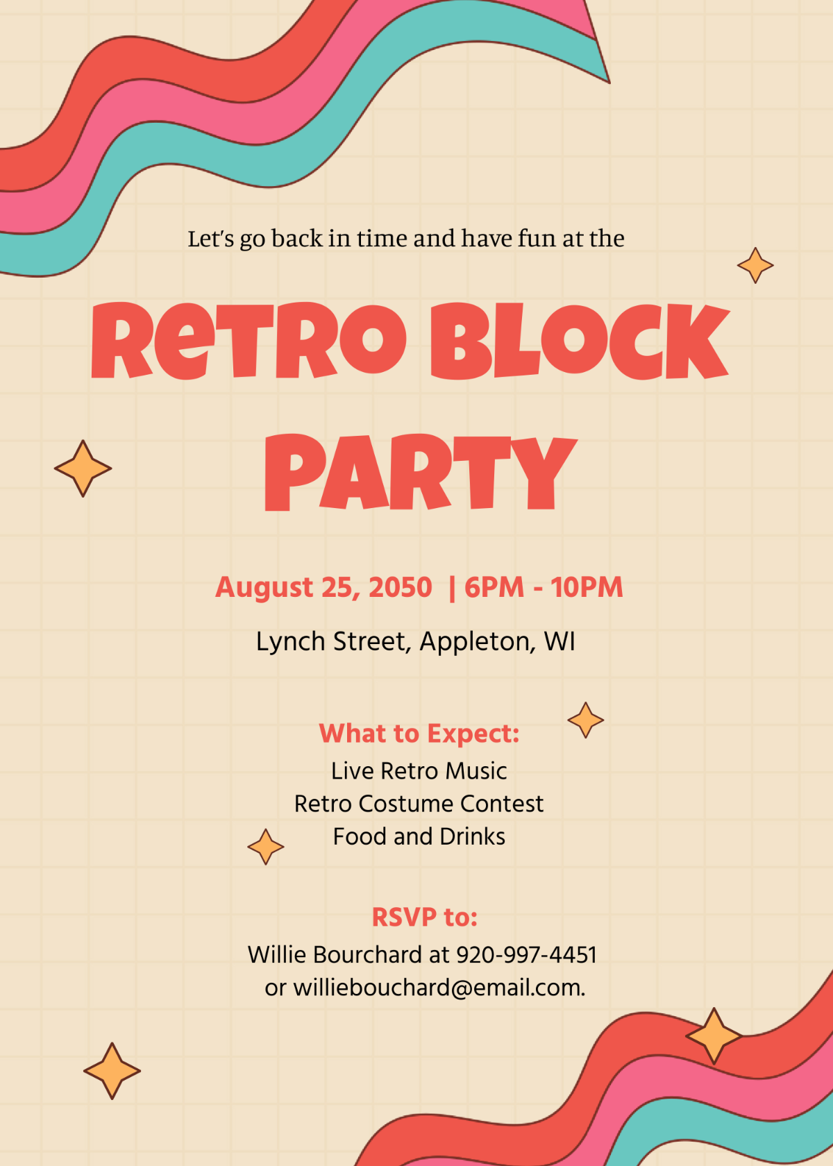 Retro Block Party Invitation