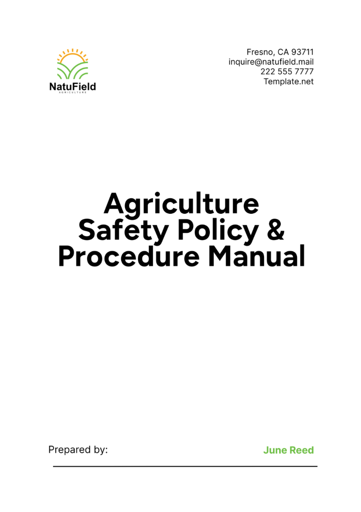 Agriculture Safety Policy & Procedure Manual Template