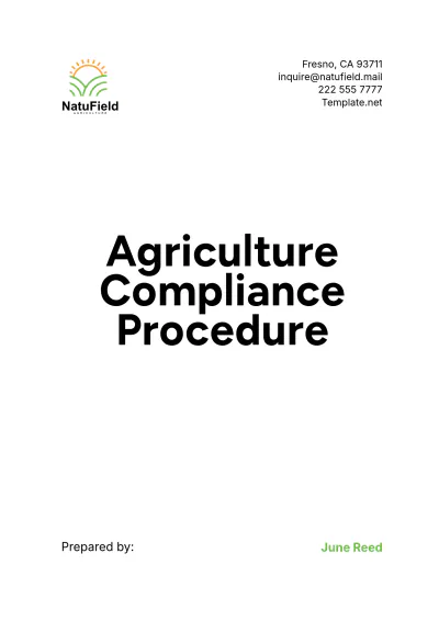 Free Agriculture Compliance Procedure Template to Edit Online