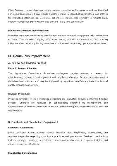Free Agriculture Compliance Procedure Template to Edit Online